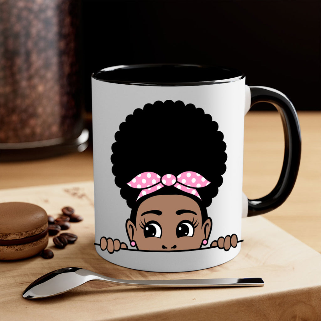 afro puff bandana girl peekaboo 85#- Black women - Girls-Mug / Coffee Cup