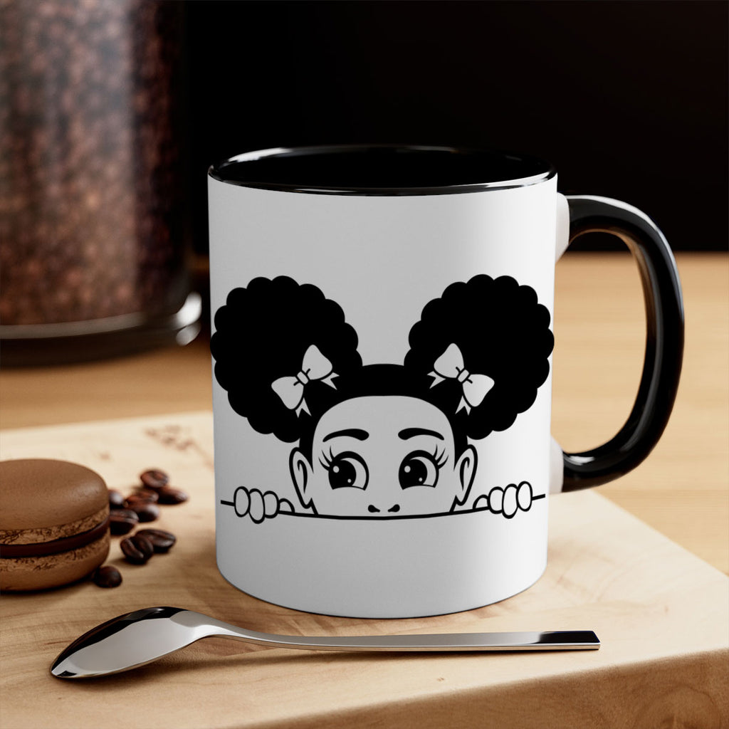 afro puffs girl peekaboo 80#- Black women - Girls-Mug / Coffee Cup