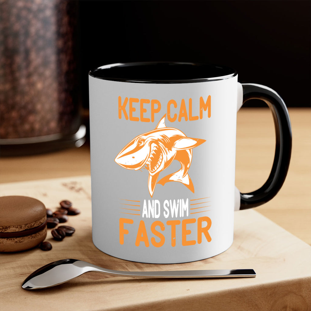 keep calm and swim faster Style 58#- Shark-Fish-Mug / Coffee Cup