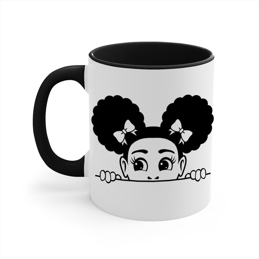 afro puffs girl peekaboo 80#- Black women - Girls-Mug / Coffee Cup