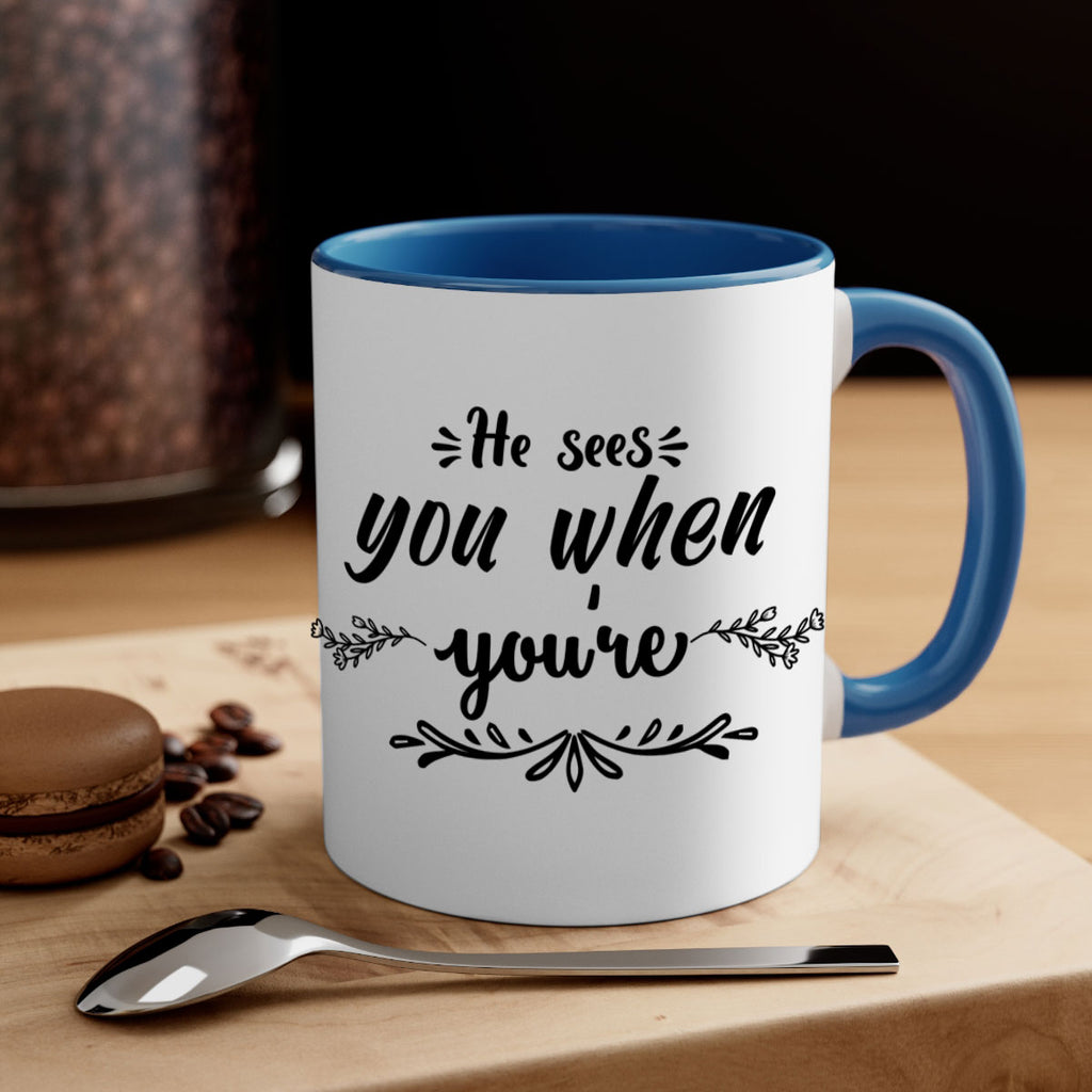 he sees you when you re sleeping style 282#- christmas-Mug / Coffee Cup