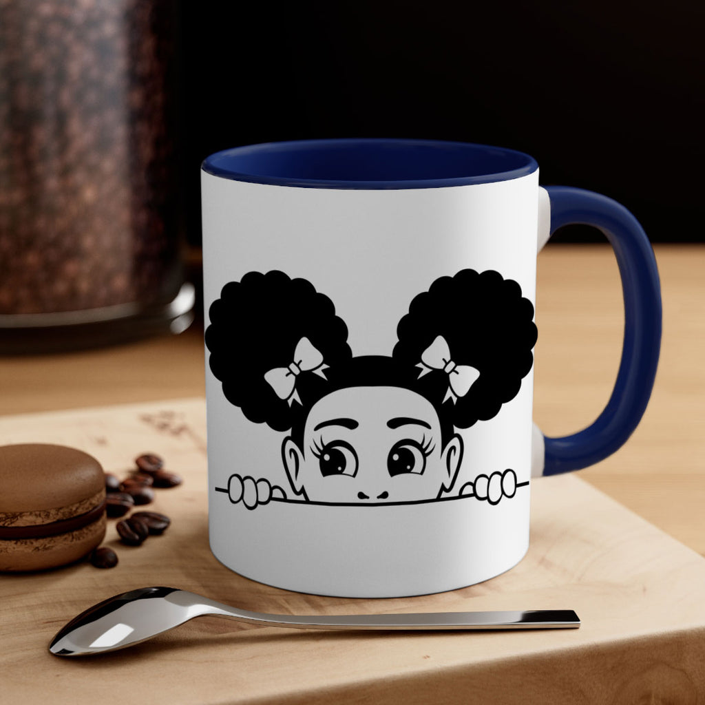 afro puffs girl peekaboo 80#- Black women - Girls-Mug / Coffee Cup