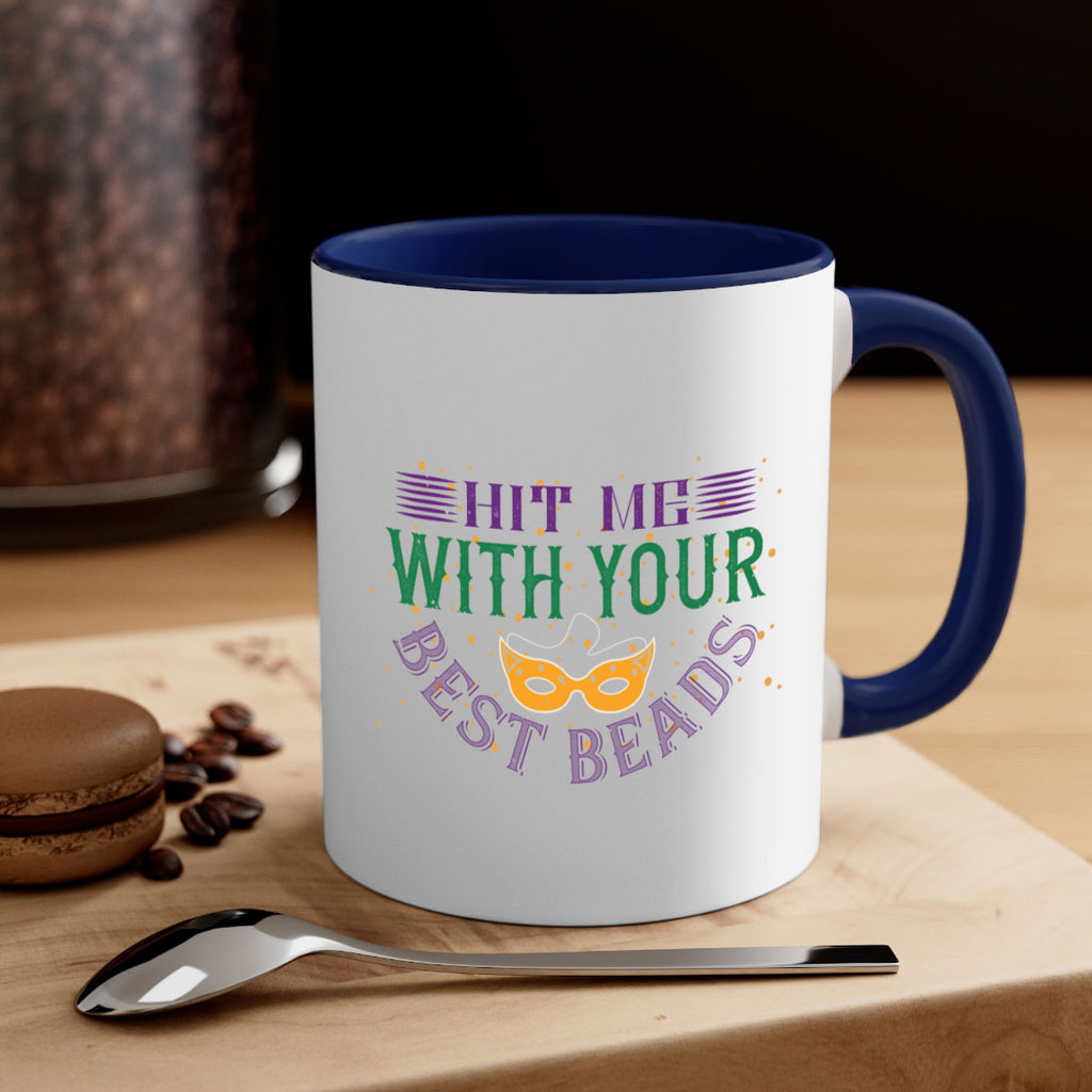 hit me with your best beads 69#- mardi gras-Mug / Coffee Cup