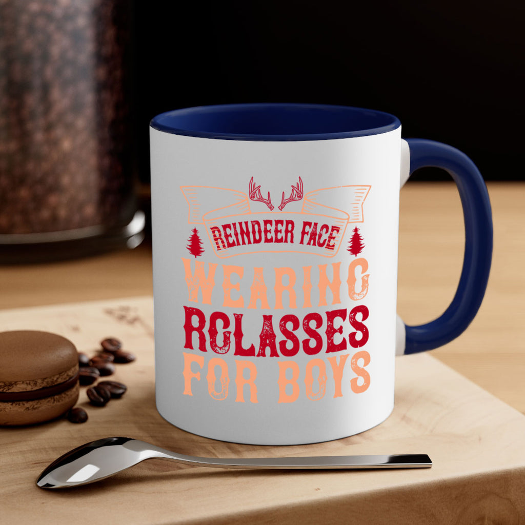 reindeer face wearing glasses for boys 370#- christmas-Mug / Coffee Cup