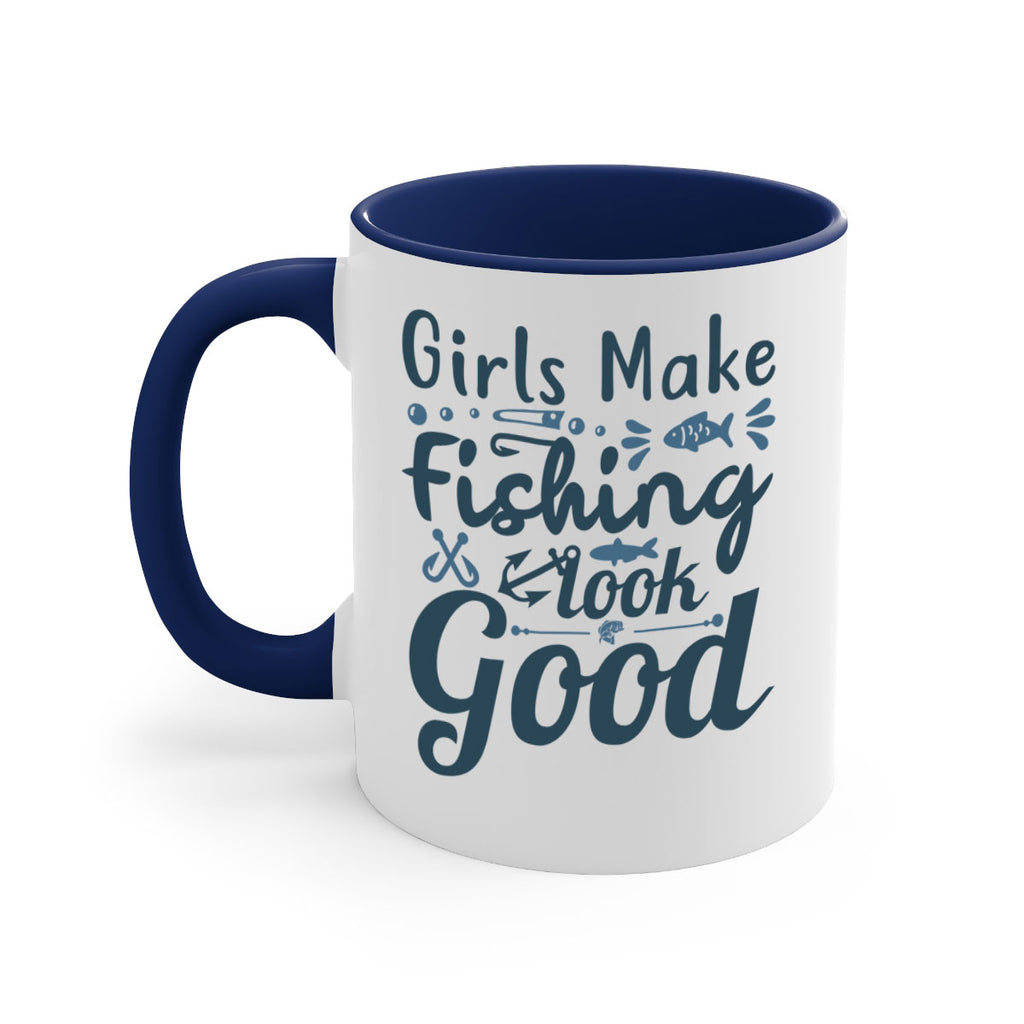 girl makes fishing 132#- fishing-Mug / Coffee Cup