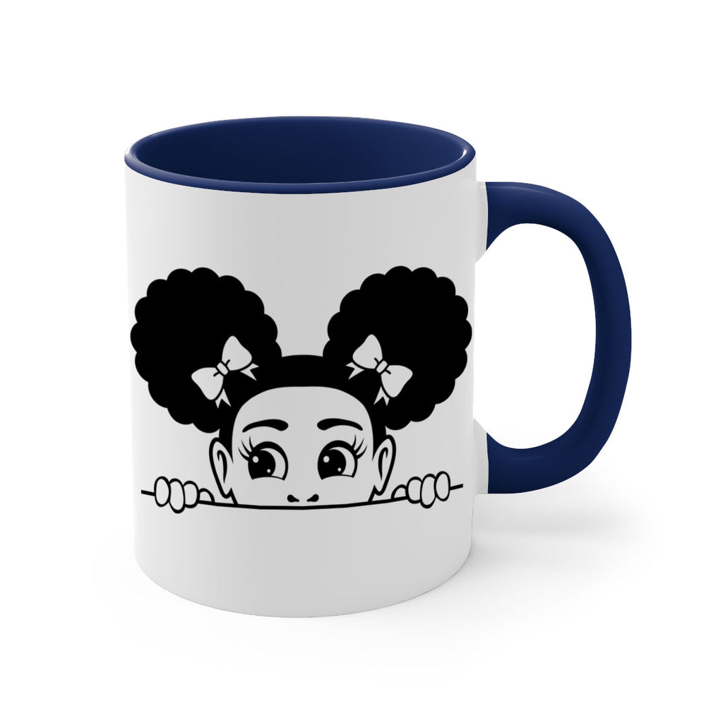 afro puffs girl peekaboo 80#- Black women - Girls-Mug / Coffee Cup