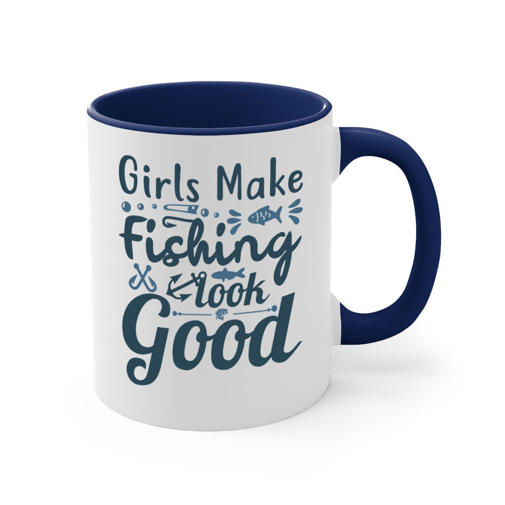girl makes fishing 132#- fishing-Mug / Coffee Cup