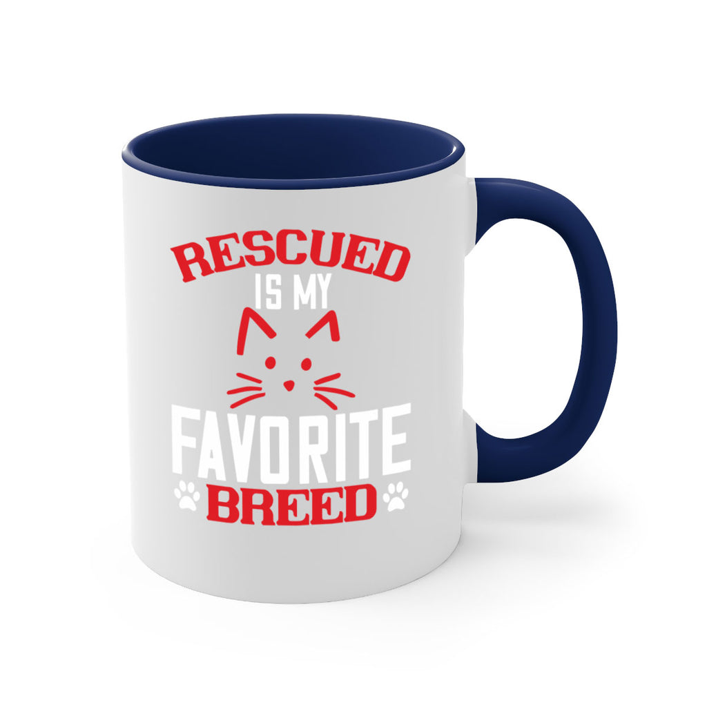 rescued is my favorite breed Style 114#- cat-Mug / Coffee Cup