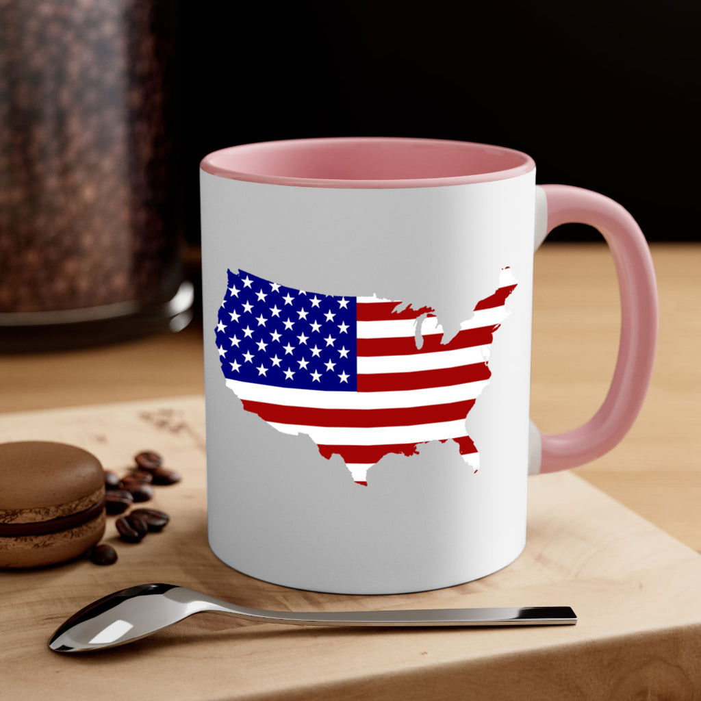 Flag With Map Style 50#- 4th Of July-Mug / Coffee Cup