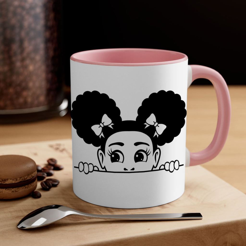 afro puffs girl peekaboo 80#- Black women - Girls-Mug / Coffee Cup