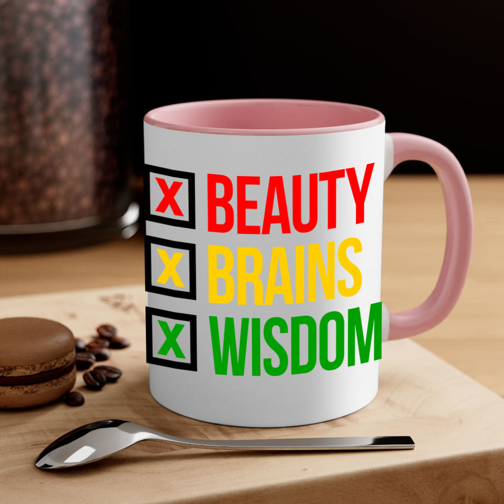 beauty brains wisdom 262#- black words - phrases-Mug / Coffee Cup