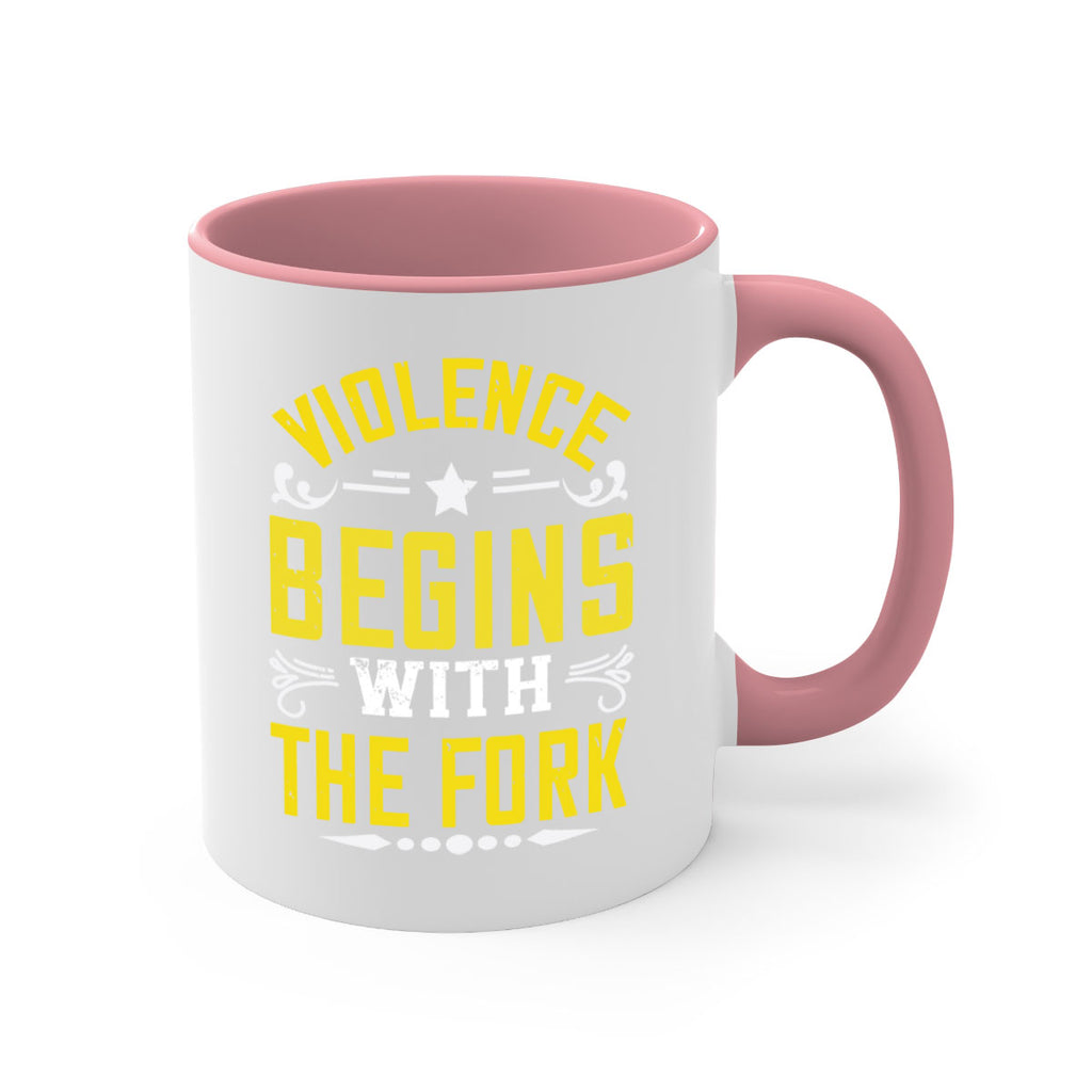violence begins with the fork 11#- vegan-Mug / Coffee Cup