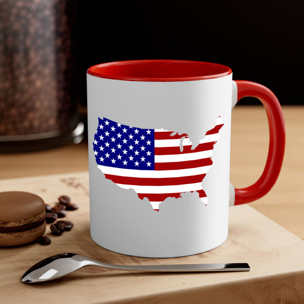 Flag With Map Style 50#- 4th Of July-Mug / Coffee Cup
