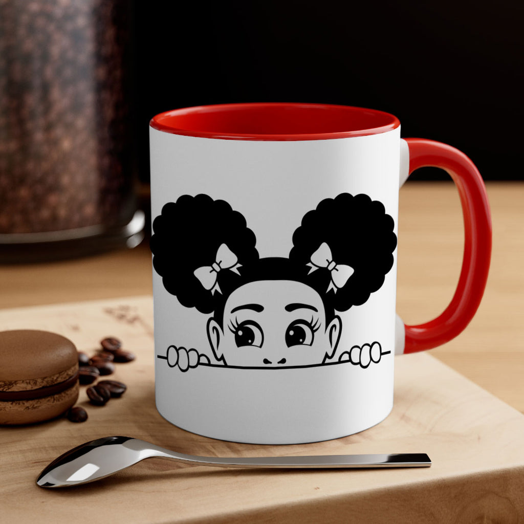 afro puffs girl peekaboo 80#- Black women - Girls-Mug / Coffee Cup