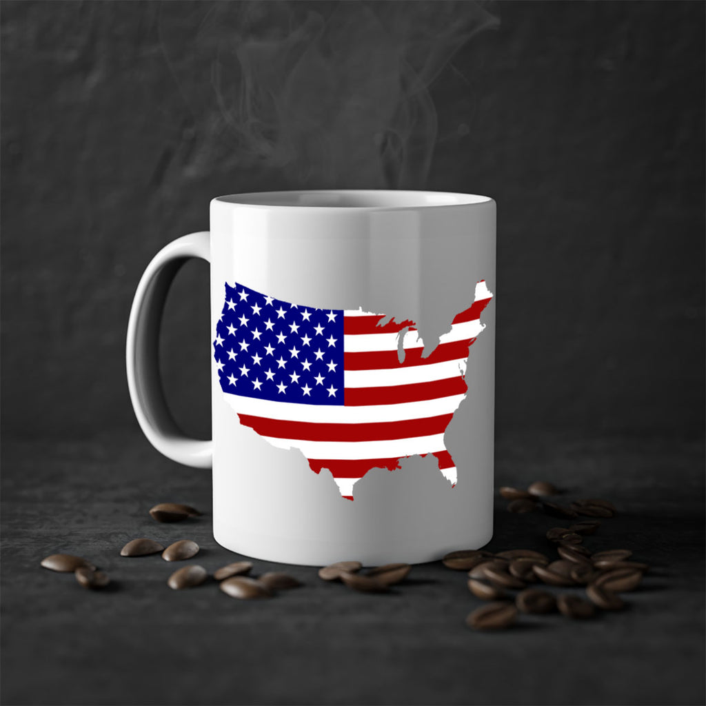 Flag With Map Style 50#- 4th Of July-Mug / Coffee Cup