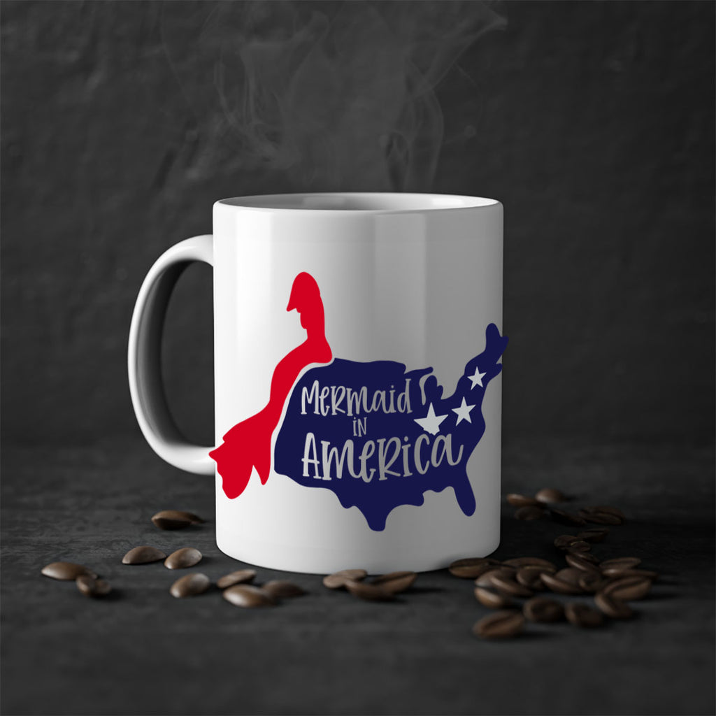 Mermaid In America Style 167#- 4th Of July-Mug / Coffee Cup