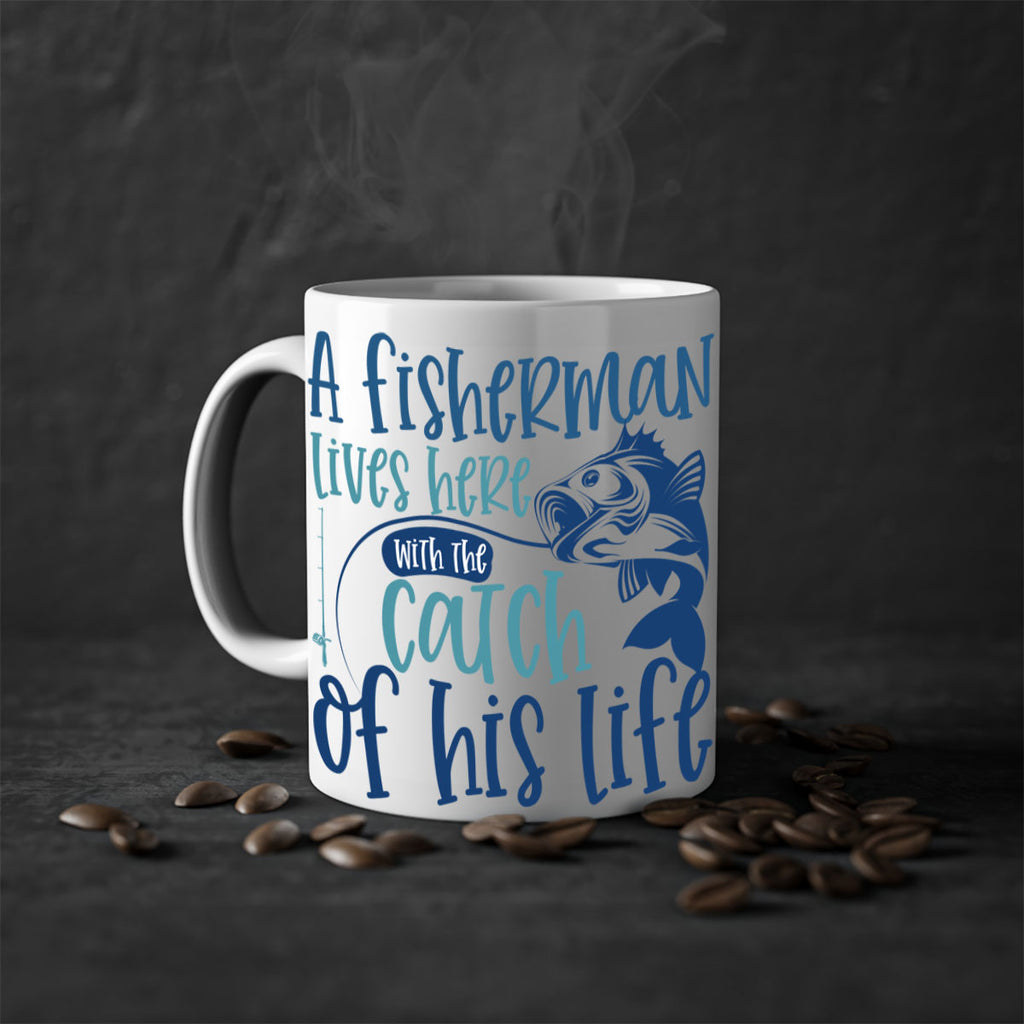 a fisherman lives here with the catch 228#- fishing-Mug / Coffee Cup