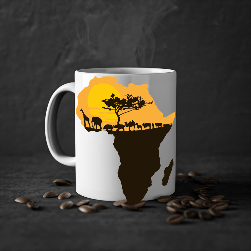 africa with animals- black words - phrases-Mug / Coffee Cup