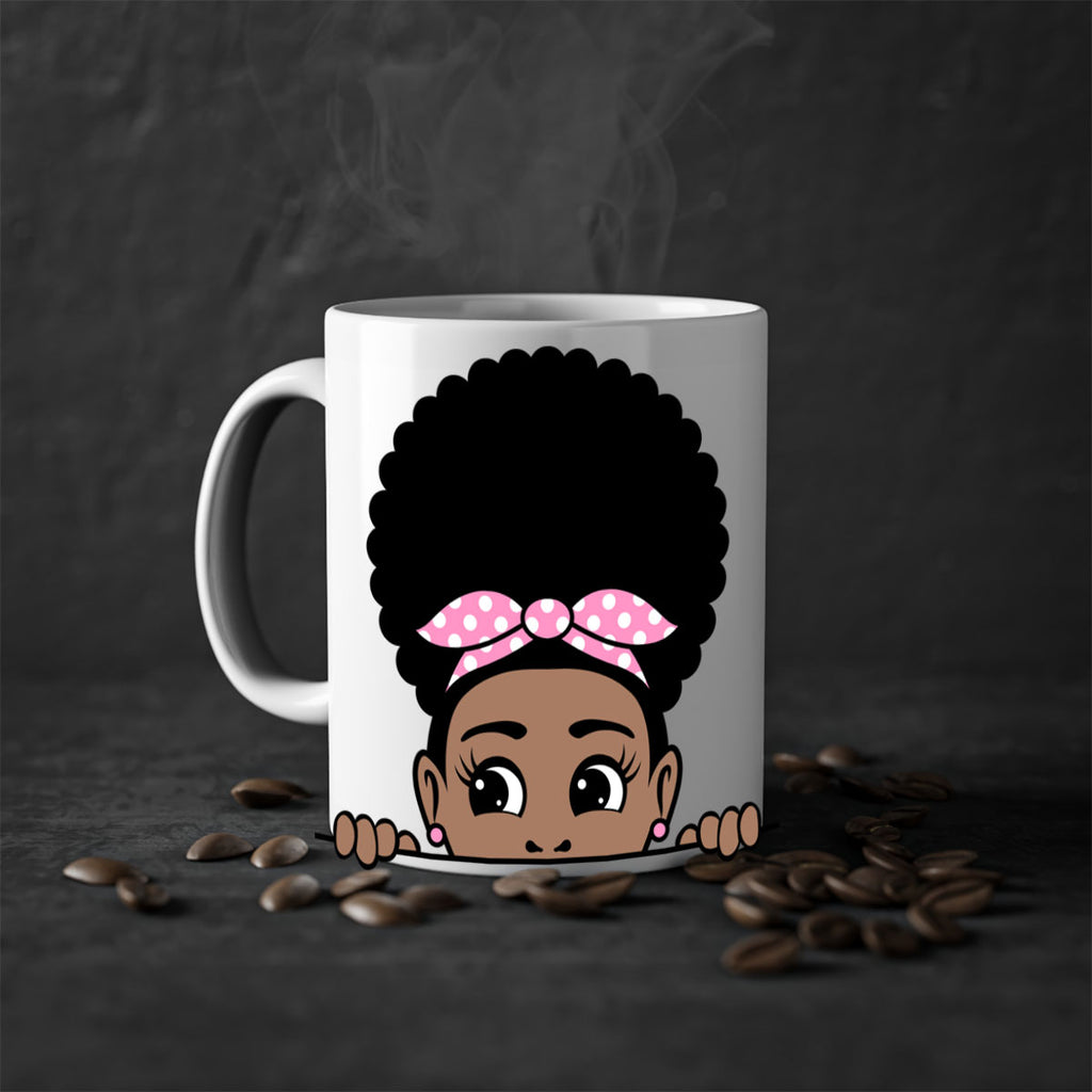 afro puff bandana girl peekaboo 85#- Black women - Girls-Mug / Coffee Cup