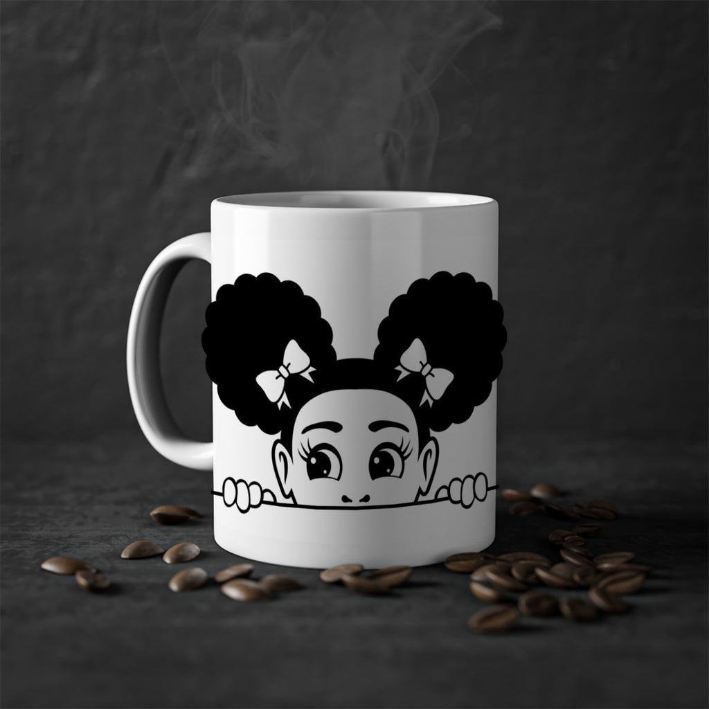 afro puffs girl peekaboo 80#- Black women - Girls-Mug / Coffee Cup