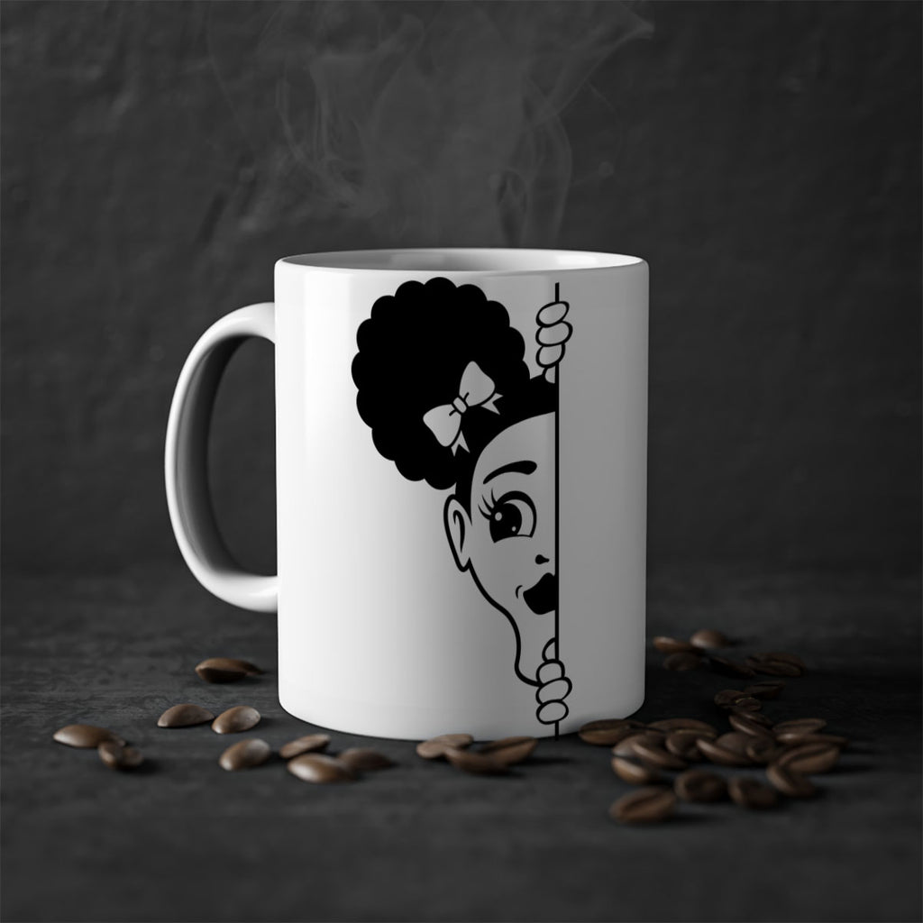 afro puffs girl peekaboo 82#- Black women - Girls-Mug / Coffee Cup