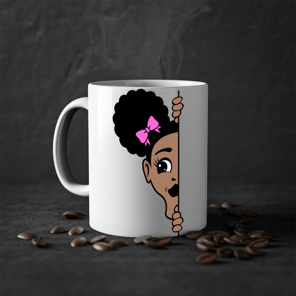 afro puffs girl peekaboo 83#- Black women - Girls-Mug / Coffee Cup