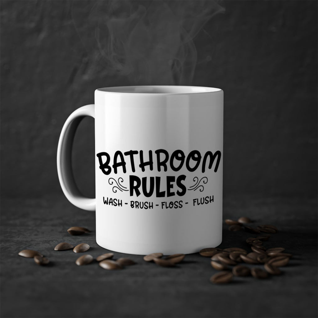 bathroom rules wash brush floss flush 91#- bathroom-Mug / Coffee Cup