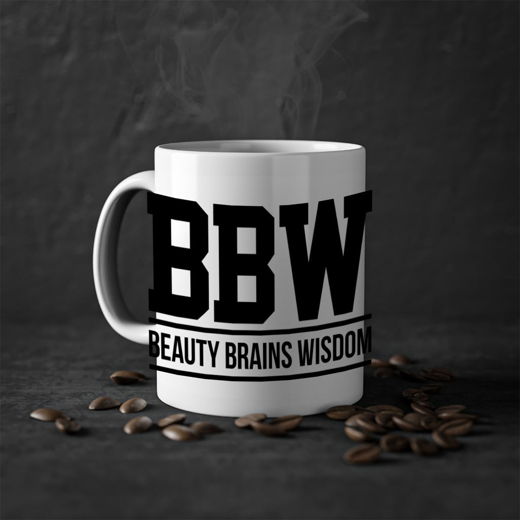 bbw beauty brains wisdom 263#- black words - phrases-Mug / Coffee Cup