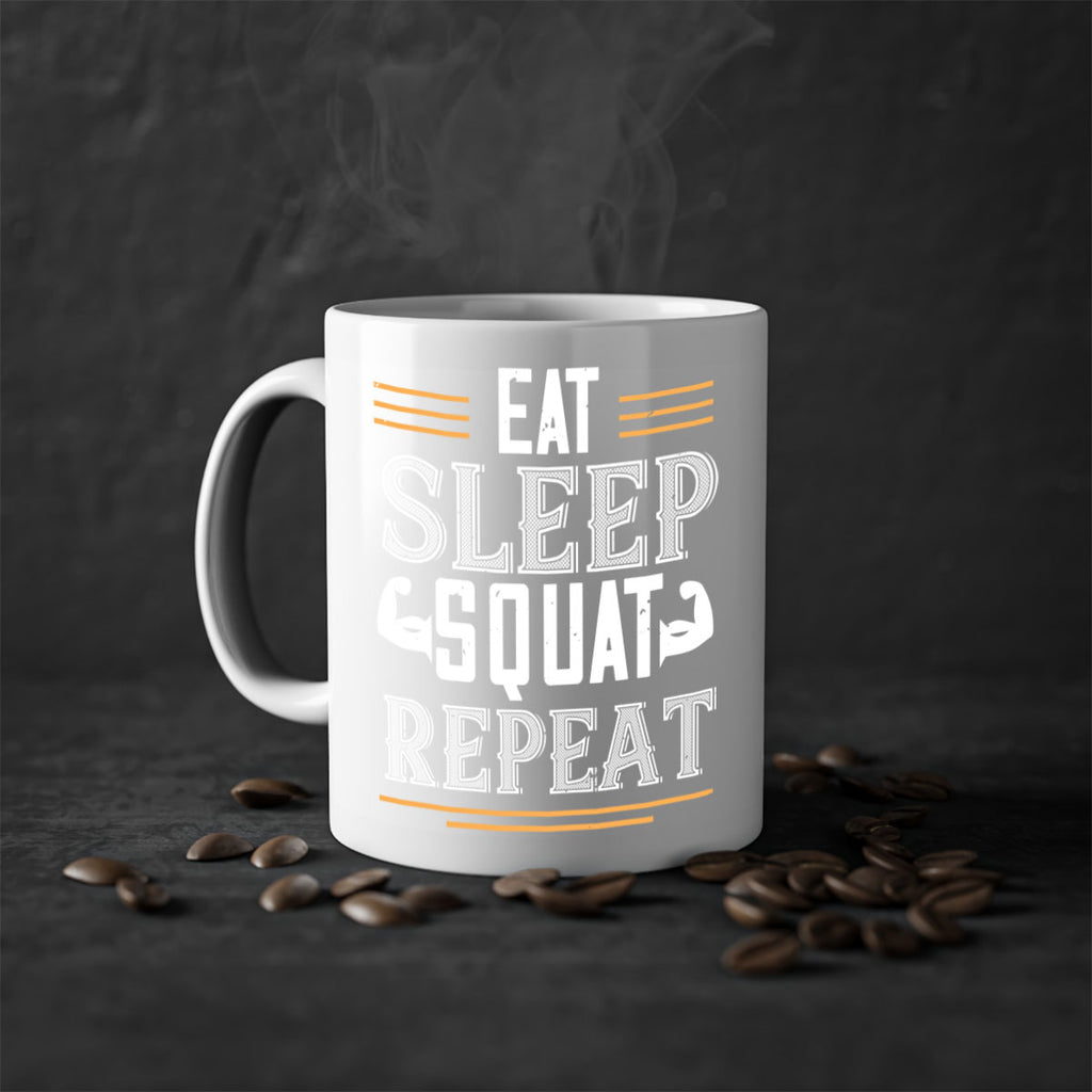 eat sleep squat repeat 58#- gym-Mug / Coffee Cup