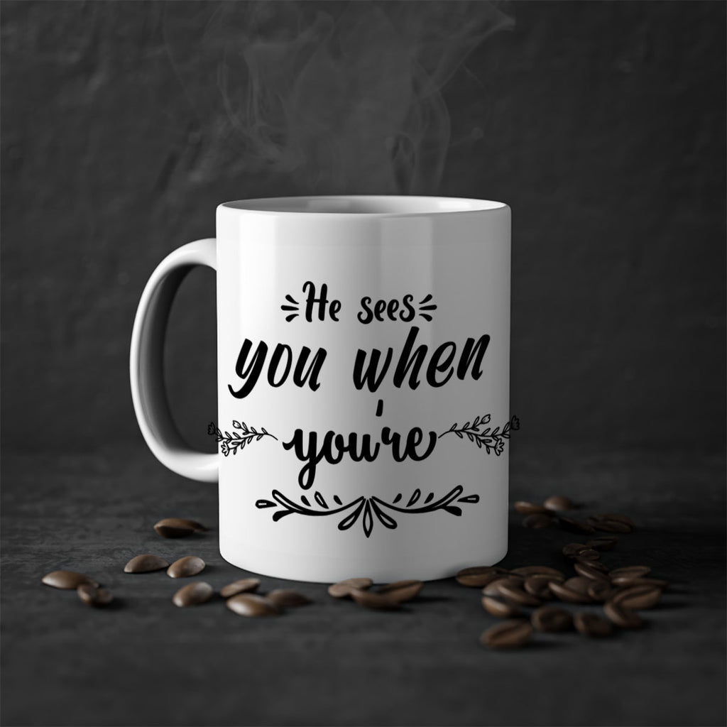 he sees you when you re sleeping style 282#- christmas-Mug / Coffee Cup