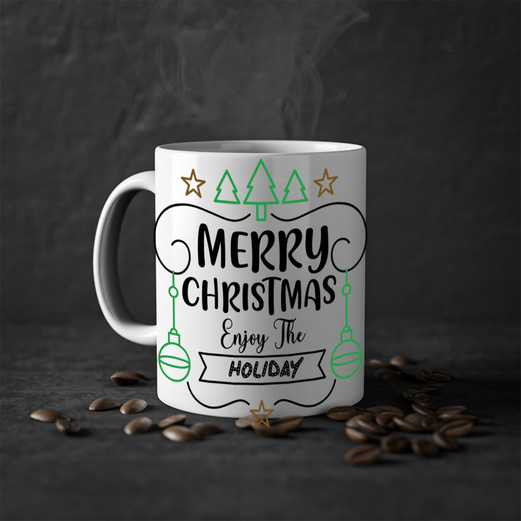 merry christmas enjoy the holiday style 499#- christmas-Mug / Coffee Cup