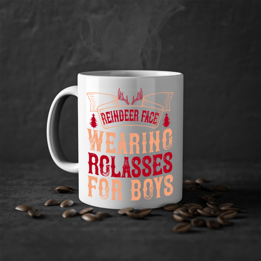 reindeer face wearing glasses for boys 370#- christmas-Mug / Coffee Cup